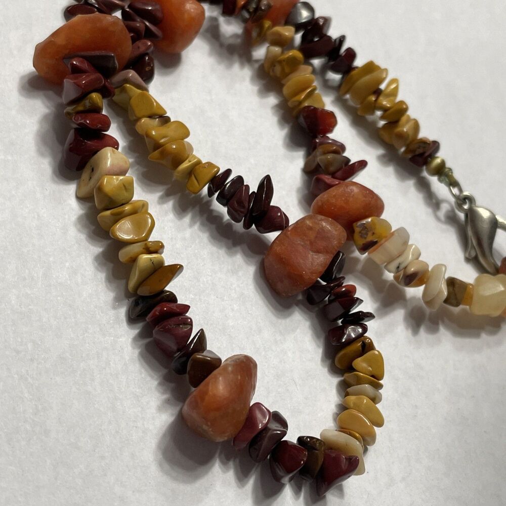 Vintage necklace, choker, natural stones, tumbling Sedona Sunset Mookaite 15” - Picture 2 of 5